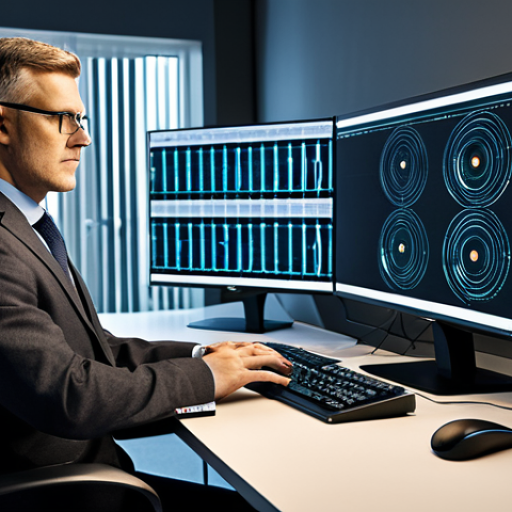 양자암호화의 발전 - **

"A cybersecurity expert in a professional setting, analyzing data related to quantum key distrib...