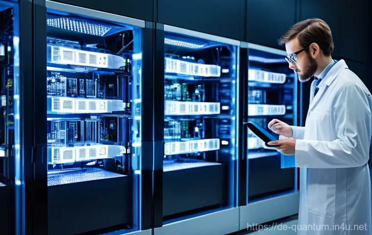 양자컴퓨터를 이용한 데이터 분석 - **Prompt 1: Visualizing Quantum Information**
    "A captivating, abstract depiction of quantum info...