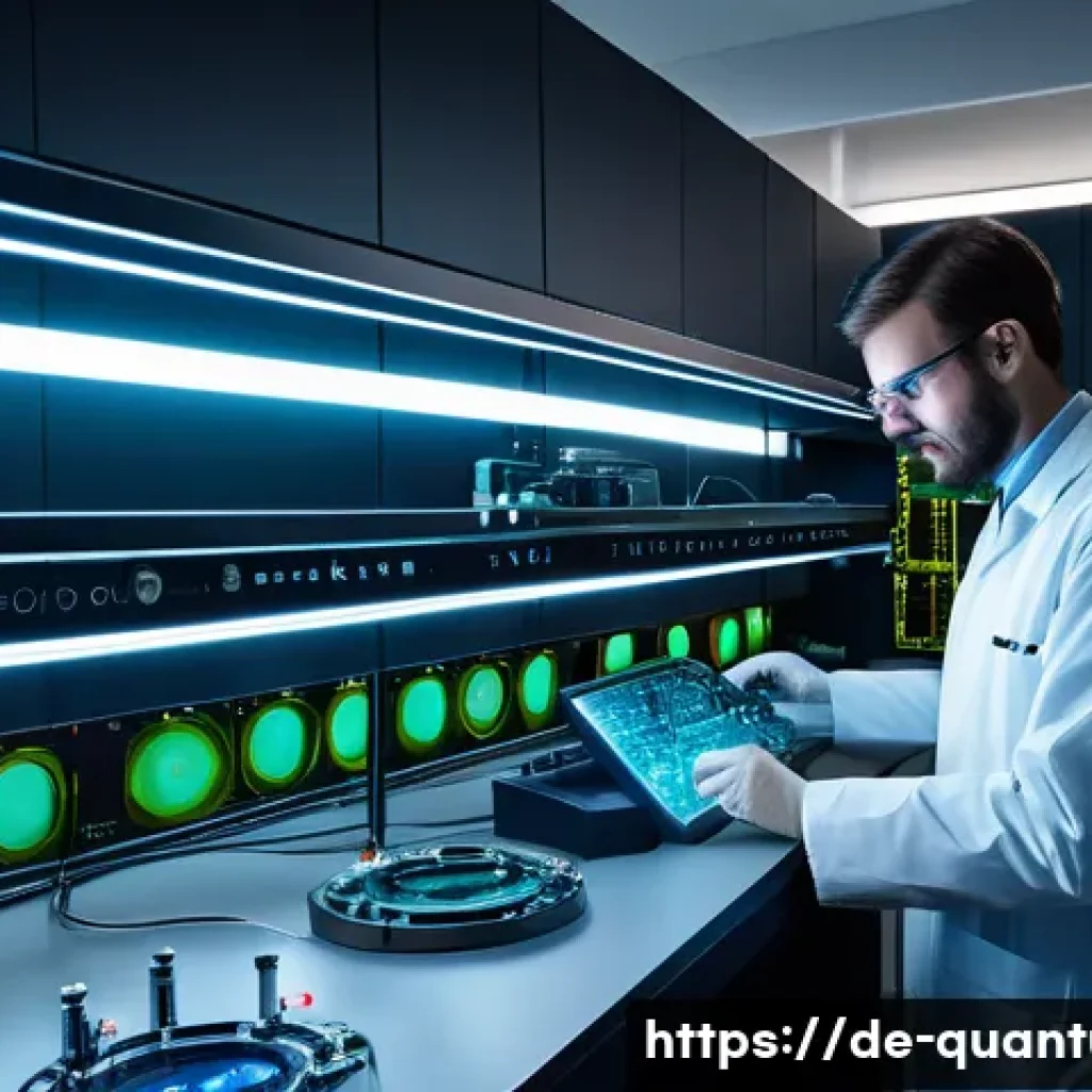 양자이미징 기술 - A highly detailed scientific laboratory scene showcasing advanced quantum light sources used in imag...