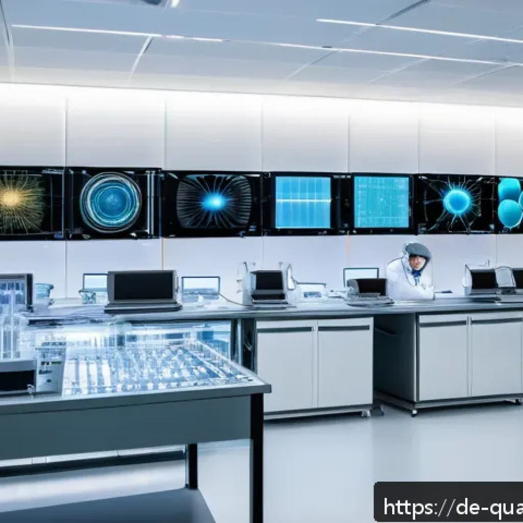 양자암호의 상용화 - A high-tech German research laboratory scene focused on quantum key distribution (QKD) technology de...