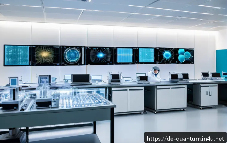 양자암호의 상용화 - A high-tech German research laboratory scene focused on quantum key distribution (QKD) technology de...