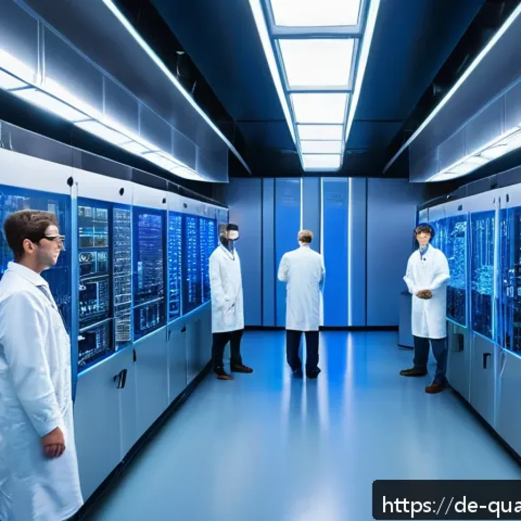 양자컴퓨터 스타트업 - A futuristic laboratory setting in Berlin showcasing a cutting-edge quantum computing hardware proto...