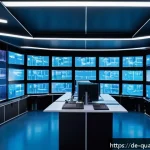 양자컴퓨터의 국가 경쟁력 - A futuristic laboratory scene inside a modern German research institute focused on quantum computing...